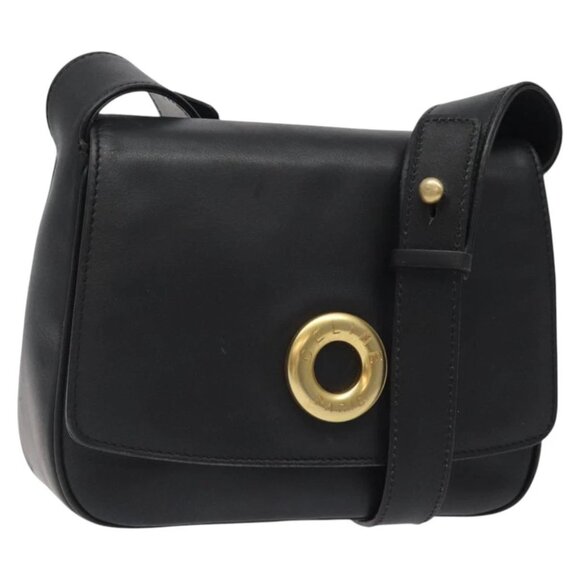 CELINE Hand Bag Leather 2way Black Gold Auth 122163 - Picture 1 of 16